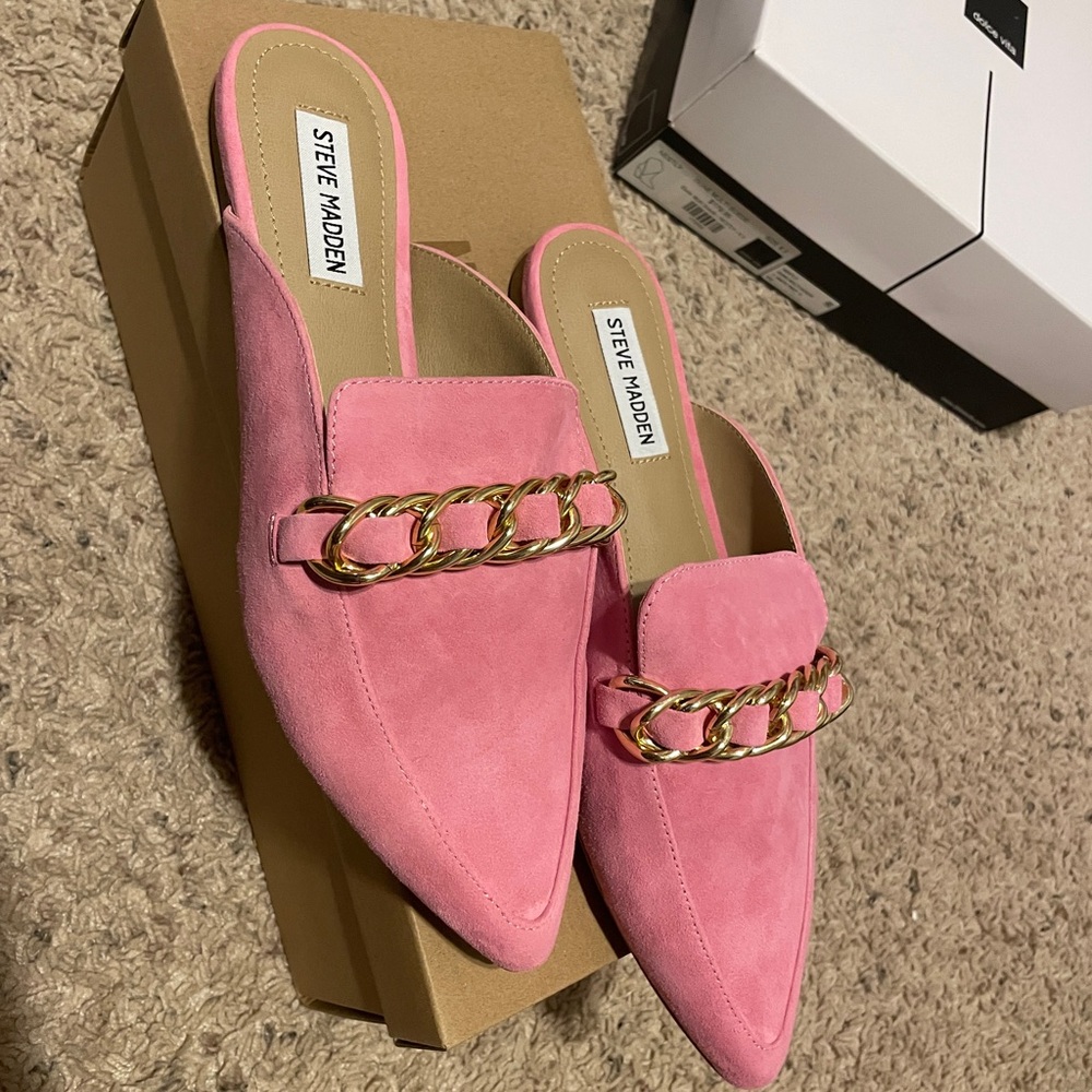 Steve Madden Pink Chain Detail Mules